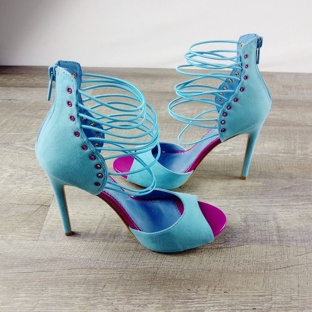 Multi Strap Open Toe Heels - Picture 6 of 8
